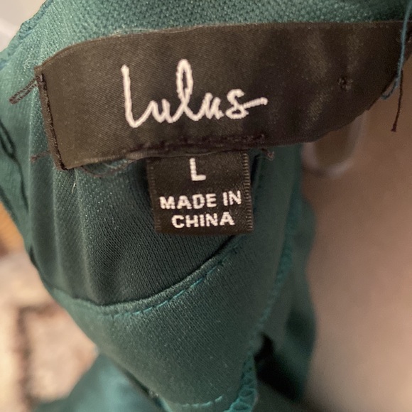 Lulu’s Take A Picture Green Satin Plunge Skater Dress - Picture 4 of 4